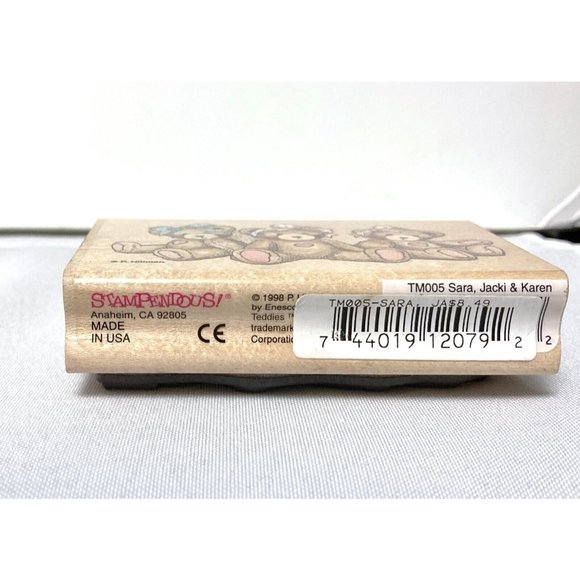 Stampendous Rubber Stamp TM005 Sarah Jackie Karen Teddy Bears Wood Mounted USA - Picture 3 of 6